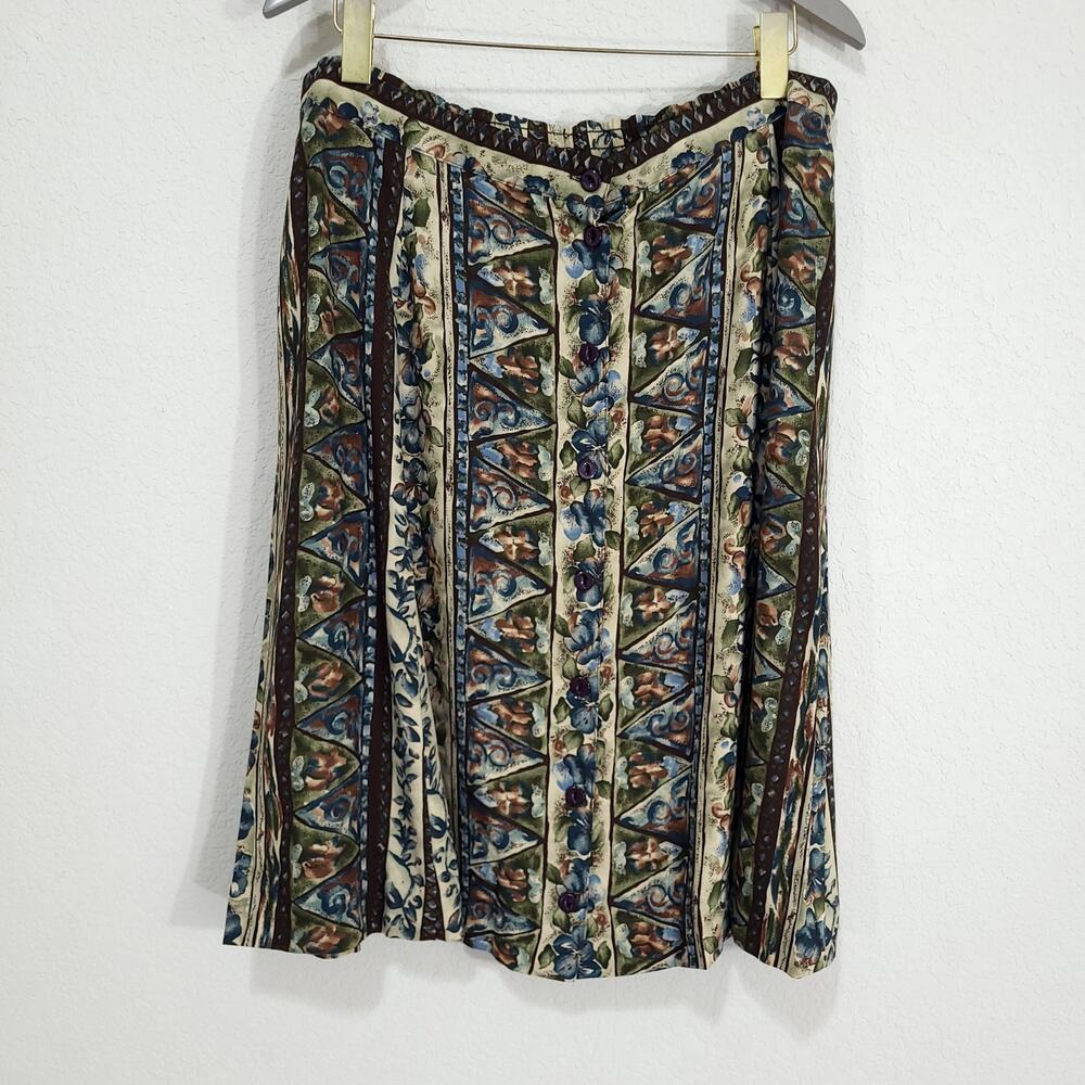 Basic Editions Vintage Skirt Womens 22W Floral Cottage Casual Earthy Colors